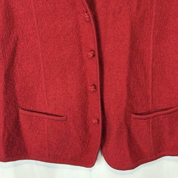 Lands End Red 100% Boiled Wool Button Up Vest Womens Size 16P Vintage Hong Kong - Picture 2 of 7